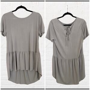 Mote modal tiered high low style top with lace up back accent